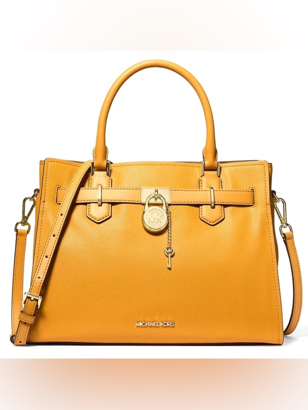NWT Michael Kors Women’s Hamilton Medium Leather Satchel (Golden Rod)